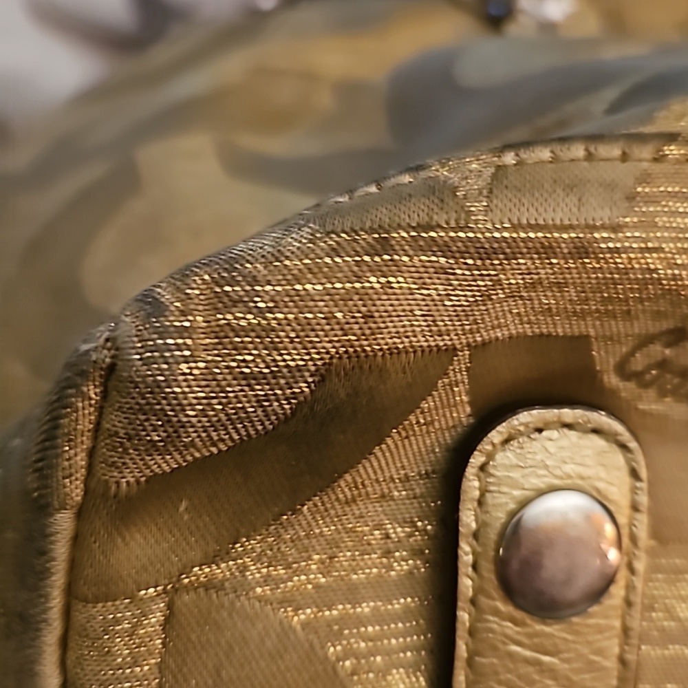 VTG COACH Y2k Gold Poppy Signature Logo Cloth Satchel Bag - Picture 15 of 16